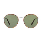 Tod's // Men's Classic Round Metal Sunglasses // Havana + Green