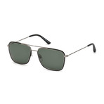 Tod's // Men's Metal Navigator Sunglasses // Shiny Black + Green