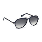 Tod's // Men's Modern Aviator Sunglasses // Shiny Blue + Gradient Smoke