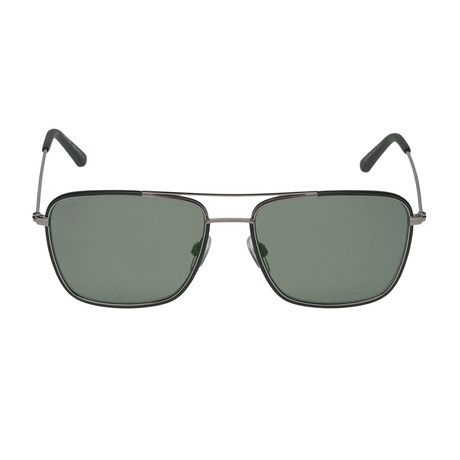 Tod's // Men's Metal Navigator Sunglasses // Shiny Black + Green
