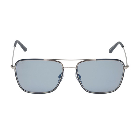 Tod's // Men's Metal Navigator Sunglasses // Shiny Blue + Smoke Mirror