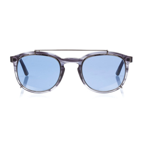 Tod's // Men's Classic Top Bar Sunglasses // Grey + Blue