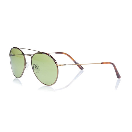 Tod's // Round Aviator Sunglasses // Bronze + Green