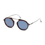 Tod's // Men's Classic Top Bar Sunglasses // Red Havana + Blue