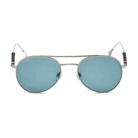 Tod's // Men's Classic Aviator Sunglasses // Shiny Dark Ruthenium + Blue