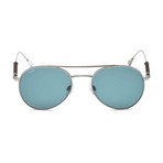 Tod's // Men's Classic Aviator Sunglasses // Shiny Dark Ruthenium + Blue