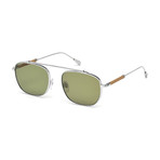 Tod's // Men's Square Titanium Top Bar Sunglasses // Shiny Rhodium + Green