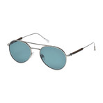 Tod's // Men's Classic Aviator Sunglasses // Shiny Dark Ruthenium + Blue