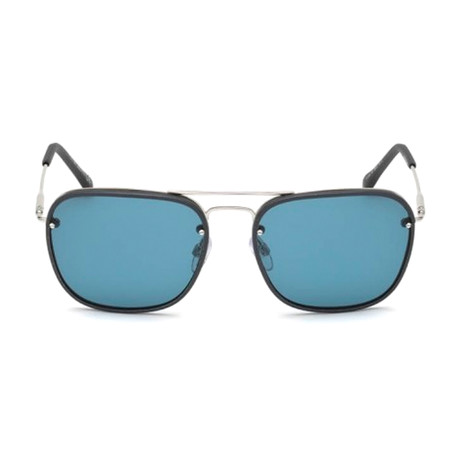 Tod's // Men's Navigator Sunglasses // Shiny Palladium + Blue