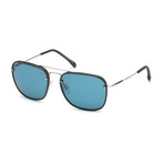 Tod's // Men's Navigator Sunglasses // Shiny Palladium + Blue