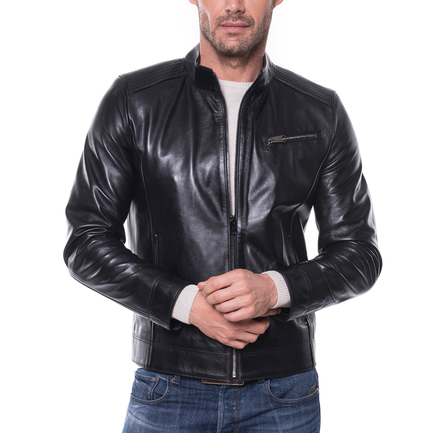 Zip-Up Leather Jacket // Black (L) - Paul Parker // Burak & Espana ...