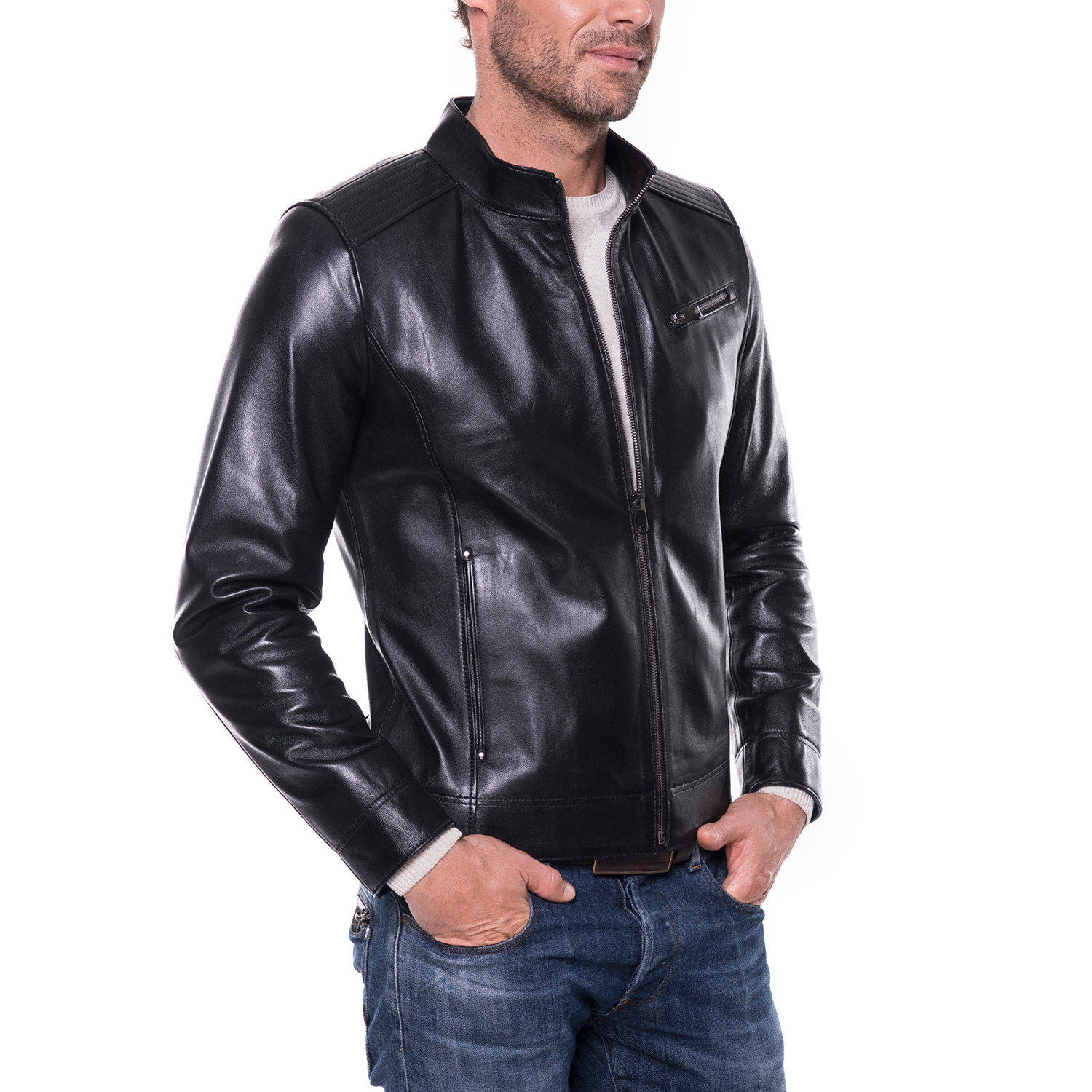 Zip-Up Leather Jacket // Black (S) - Paul Parker // Burak & Espana ...
