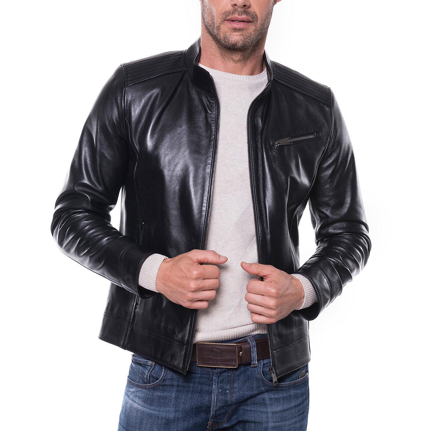 Zip-Up Leather Jacket // Black (S) - Paul Parker // Burak & Espana ...