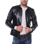 Zip-Up Leather Jacket // Black (L)