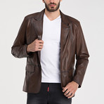 Patched Leather Jacket // Chestnut (2XL)