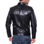 Zip-Up Leather Jacket // Black (2XL)