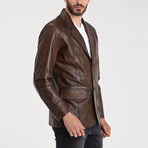 Patched Leather Jacket // Chestnut (XL)