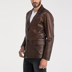 Patched Leather Jacket // Chestnut (S)