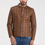 Quilted Leather Jacket // Light Brown (M)