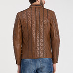 Quilted Leather Jacket // Light Brown (3XL)