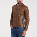 Quilted Leather Jacket // Light Brown (XL)