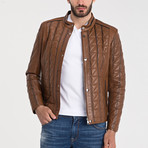 Quilted Leather Jacket // Light Brown (3XL)