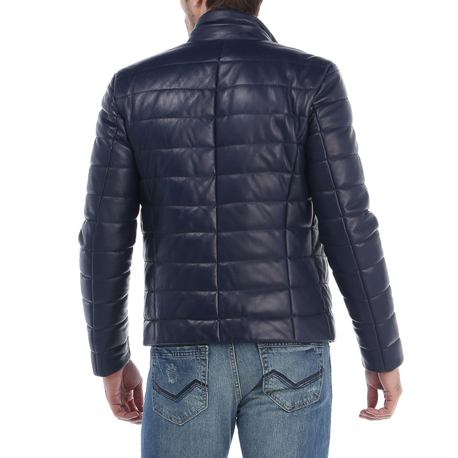 Puffed Leather Jacket // Navy (XL) - Paul Parker // Burak & Espana ...