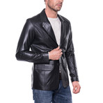 Patched Leather Jacket // Black (M)