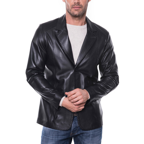 Patched Leather Jacket // Black (S)