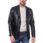 Patched Leather Jacket // Black (M)