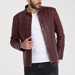 Quilted Leather Jacket // Dark Red (L)