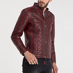 Quilted Leather Jacket // Dark Red (2XL)
