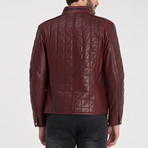 Quilted Leather Jacket // Dark Red (XL)