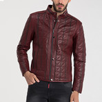 Quilted Leather Jacket // Dark Red (3XL)