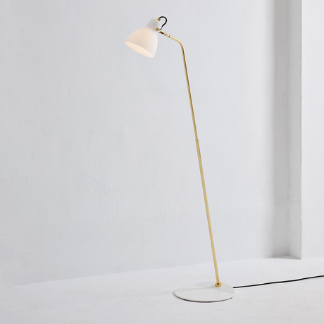 Laito Opal Floor Lamp // Brass + White