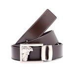 Versace Collection // Smooth Leather Medusa Belt // Brown