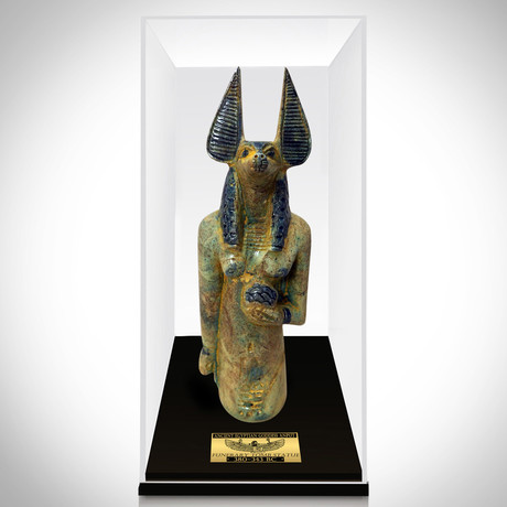 Ancient Egyptian Authentic Xl Anput Faience Stone Statue // Museum Display