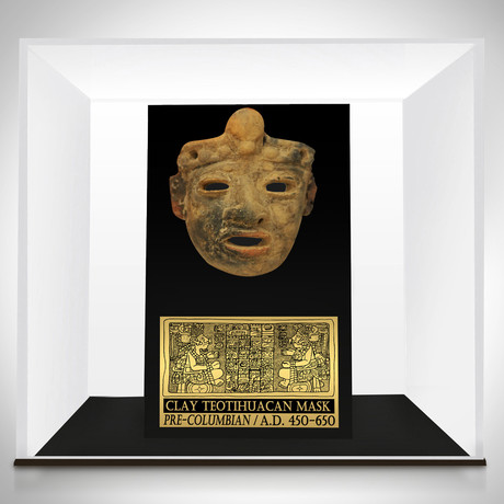 Ancient Pre-Columbian Authentic Clay Teotihuacan Mask // Museum Display