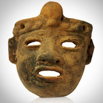 Ancient Pre-Columbian Authentic Clay Teotihuacan Mask // Museum Display