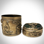 Vintage Buddhist Ga'U // Jade & Silver Amulet Box
