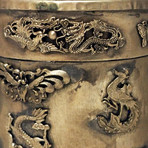 Vintage Buddhist Ga'U // Jade & Silver Amulet Box