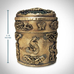 Vintage Buddhist Ga'U // Jade & Silver Amulet Box