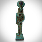 Ancient Egyptian Authentic Glazed Scarab Limestone Sekhmet Statue // Museum Display