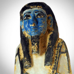 Ancient Egyptian Authentic Large Blue Face Carved Ushabti Tomb Statue // Museum Display