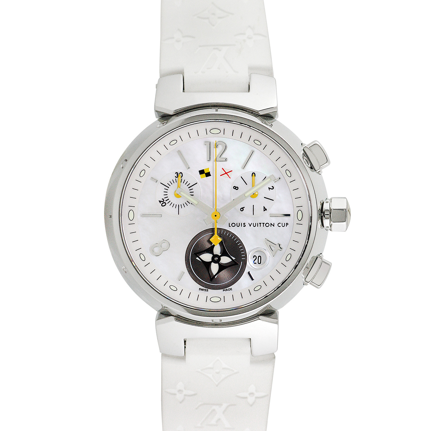 Louis Vuitton Tambour Lovely Cup Quartz Watch 34 MM Chronograph Black Logo  Strap