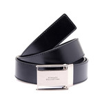 Versace Collection // Squared Buckle Leather Belt // Black