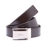 Versace Collection // Squared Buckle Leather Belt // Brown