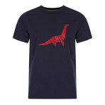 Diplodocus Print T-Shirt // Navy (S)