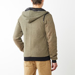 York French Terry Double Zip Hoodie // Olive (M)