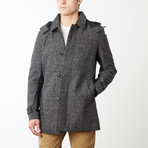 London Yarn Zip Off Hood Overcoat // Heather Charcoal (XL)